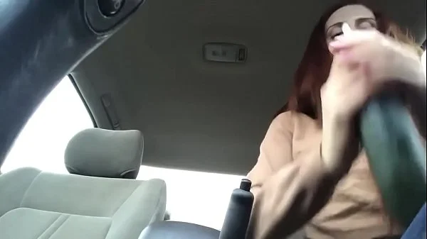 Cute Redhead shops for and uses cucumber videos