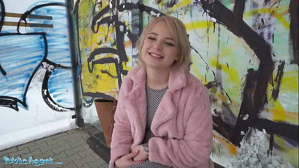 Public Agent Short hair blonde amateur teen with soft natural body picked up as bus stop and fucked in a basement with her clothes on by guy with a big cock ending with facial cumshot videos