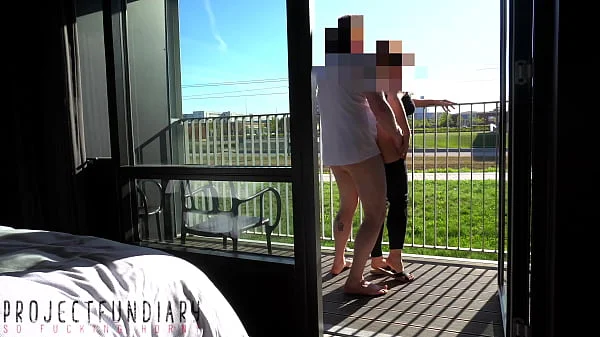 risky public balcony sex with people watching and outdoor cumshot - projectfundiary videos
