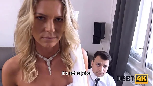 DEBT4k. Sweet blonde drilled by hung collector right after the wedding videos