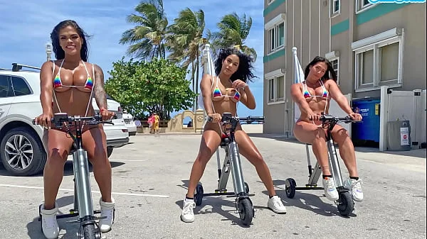 Big Ass Latinas Ride Electric Trikes At Public Beach Big Booty videos