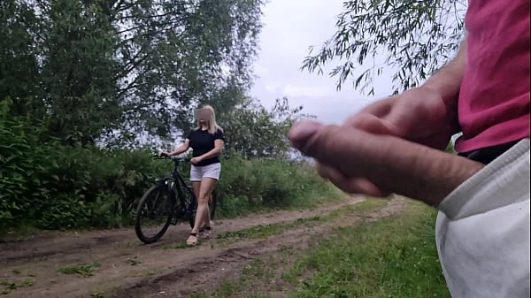 I public jerk off dick near unknown busty blonde girl and she want look how i masturbate and want touch my cock videos