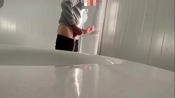 I surprise a girl who catches me jerking off in a public bathroom on the beach and helps me finish cumming videos