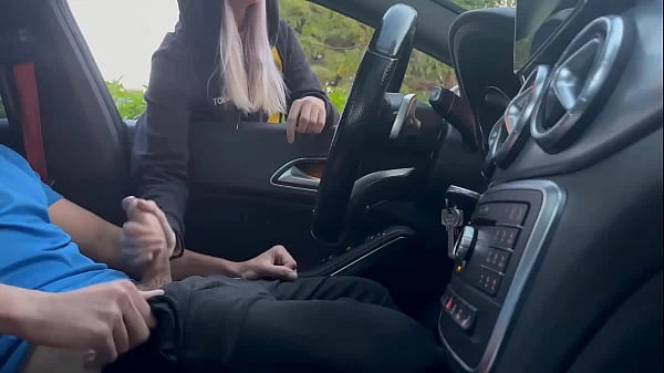 I wait in the car jerking off at the gym door and a girl helps me cum in public after leaving the gym videos