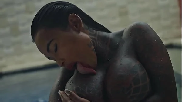 SANKTOR - INKED JAPANESE MILF WITH HUGE TITS MASTURBATES videos