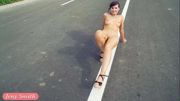 Doroga: Jeny Smith solo naked on the road. Teasing you videos