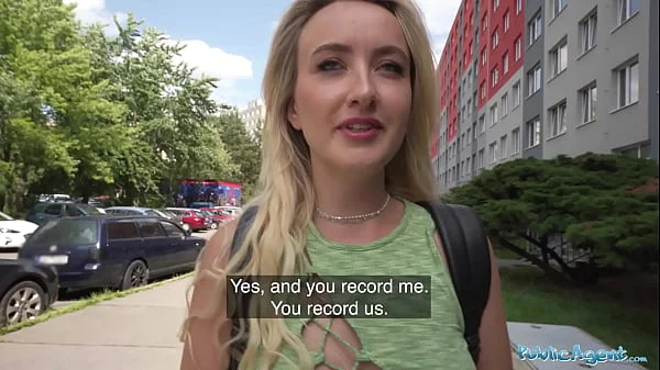 Public Agent Hot young blonde wants strangers big cock for content creation videos