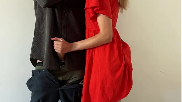 Tight Handjob for my new Boss, Let him cum hard videos