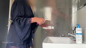 My husband started jerking to my stepmom when she caught him taking a shower. videos