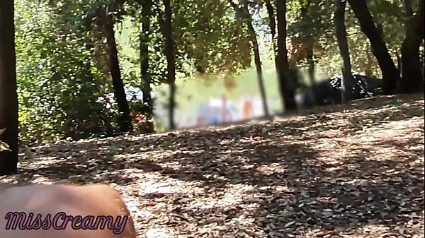 Naked in the park in the hammock he touches my cock until I cum with people passing around - MissCreamy videos
