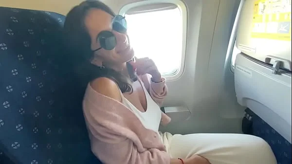 Busty stewardess flew on vacation with her lover and cummed hard on the plane toilet 10’000m alt videos
