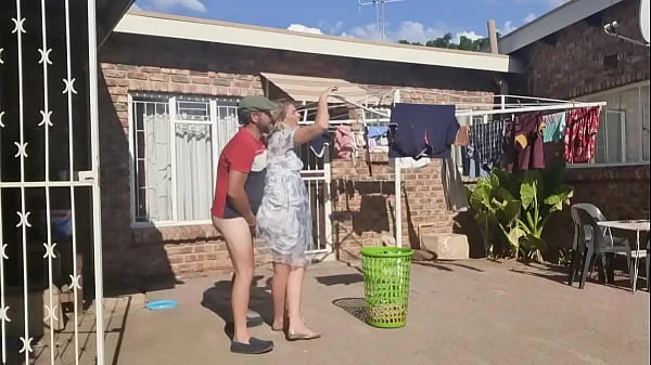 Outdoor fucking while taking off the laundry videos