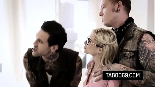 Skinny blonde teen Piper Perri getting gangbanged in front of her boyfriend videos