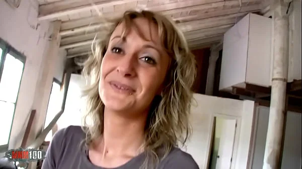 Skinny french blonde MILF fucked in the ass for money in the wharehouse videos