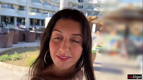 Slut agreed to walk with cum on her face for money in a hotel full of people - Cumwalk videos