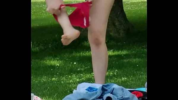 Voyeur Cam. Busty Bombshell Flashing Huge Tits in Public Park videos