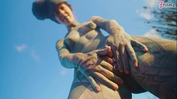 Alternative couple having wild outdoor sex in outdoor hotbath videos