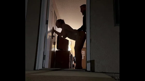 Trying to Get Caught! Sex in the Doorway at the Hotel videos