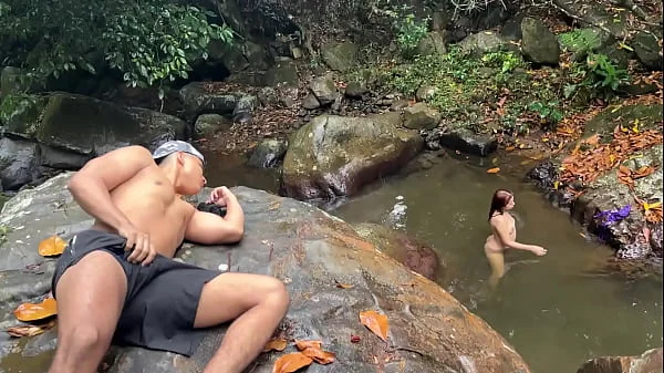 Fucked outdoors in the Rio Pance in Cali Colombia with a stranger who masturbates watching me - Celeste Alba & Angel Cruz videos