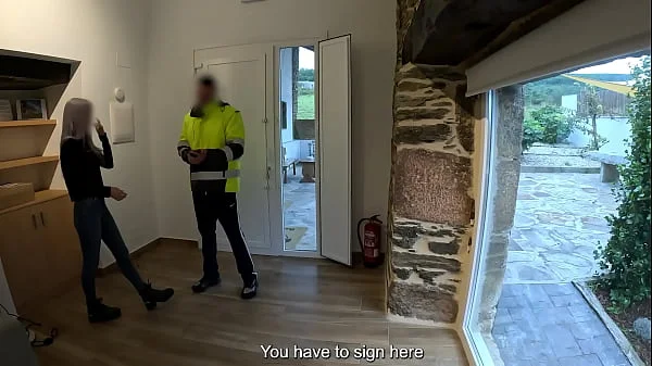 The delivery man comes home and I give him a surprise blowjob videos