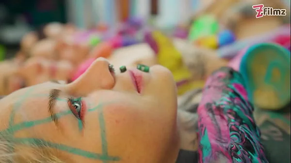 4 alternative CUTE LESBIANS in crazy colorful TOY ORGY fucking each others cunts and ASS videos