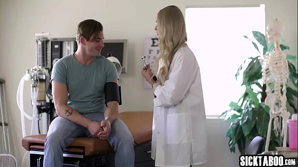 Big tits Emma Hix is a perfect blonde doctor and she loves to suck a cock videos
