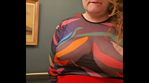 Horny bbw secretary flashes tits and panties videos