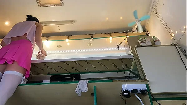 My sexy shop assistant didn't like the panties I gave her to work so she simply took it off! videos