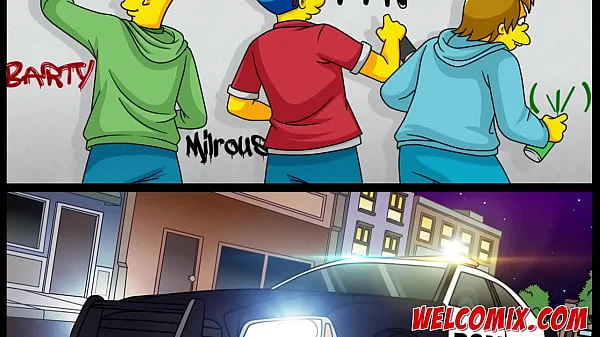 Three guys fucking hot and busty police officers! Police costume! The Simptoons, simpsons porn videos