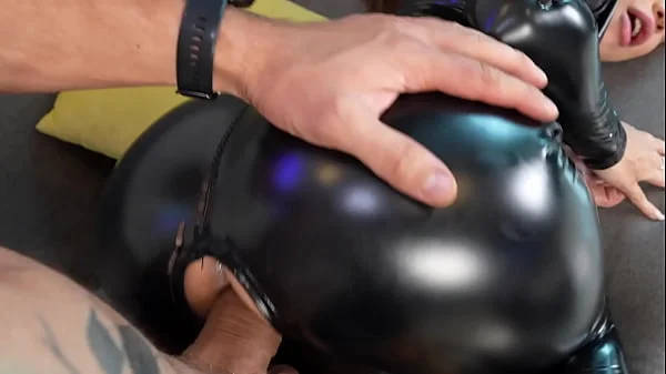 DEEPTHROAT AND HARD FUCK DOGGY HORNY BRUNETTE IN LATEX BODYSUIT! videos