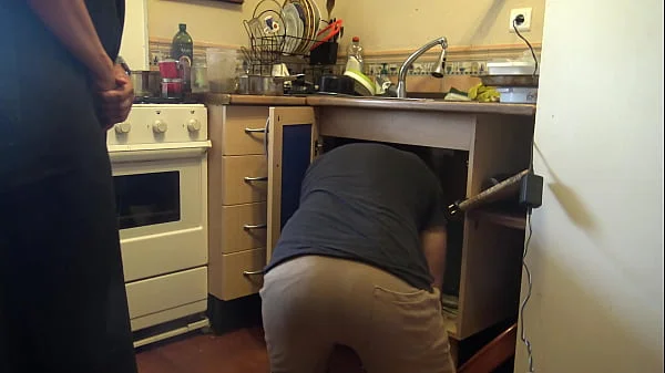 Plumber Fucks Muslim Cuckold Wife In Her Kitchen Because She Doesn't Have Money videos