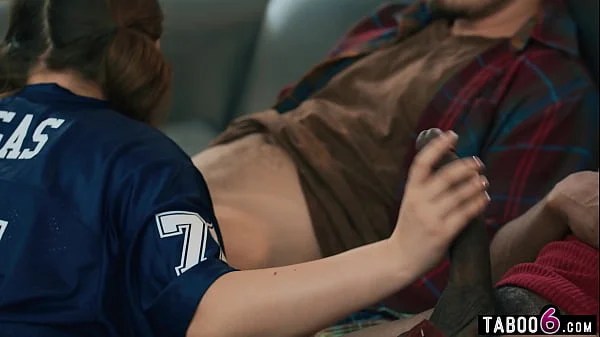 BBW stepdaughter Leana Lovings fucks stepdads friends during the game videos