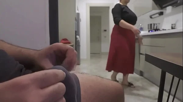 Caught jerking off while watching my Huge ass Hijab Stepmom. videos