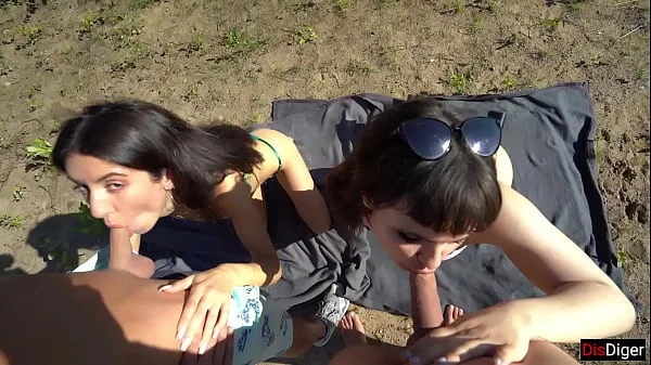 Two couples swap partners and fuck outdoors in a public place - Creampie videos