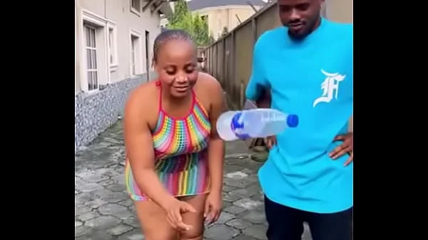 Big ass naija babe with big ass and great body in a flip Bottle Challenge where you strip for every loss videos