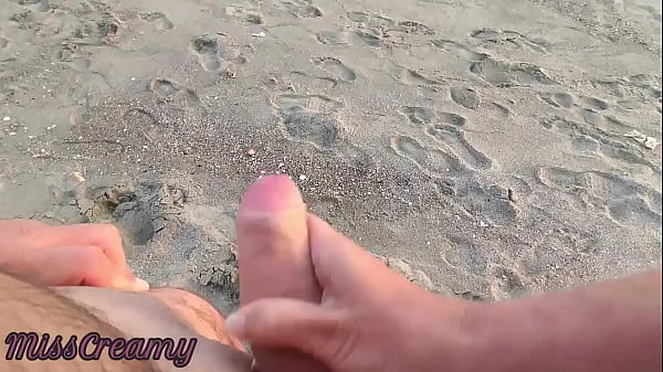 French Milf Blowjob Amateur on Nude Beach public to stranger with Cumshot 02 - MissCreamy videos