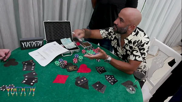 Cuckold husband looses Cards Game and His Beautiful Wife Bruna Santos has to Pay his Debt with Her Body Doing DAP ,DP and getting Pissed by 5 guys videos
