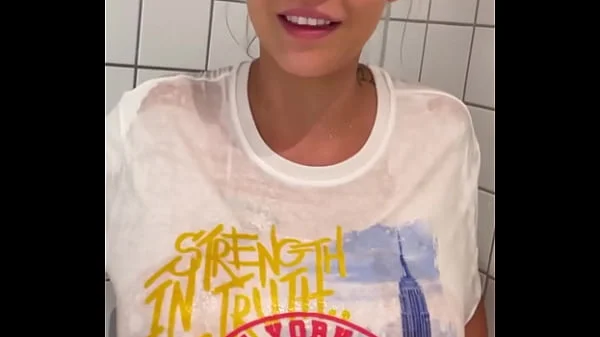 Busty Chubby Teen Backstage wet shower and huge facial treatment - POV Blowjob videos