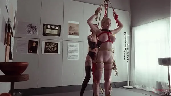 Submissive bondage puppet Rebel Rhyder sucks cock and eats ass in a demented threesome game videos