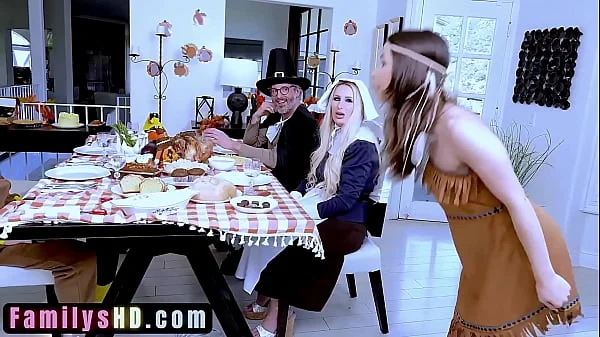 Oh! My god! My stepdad penetrated my pussy with his big toe under the table. How fucking hot! Our Family Thanksgiving Turned Into a Massive Sex Orgy videos