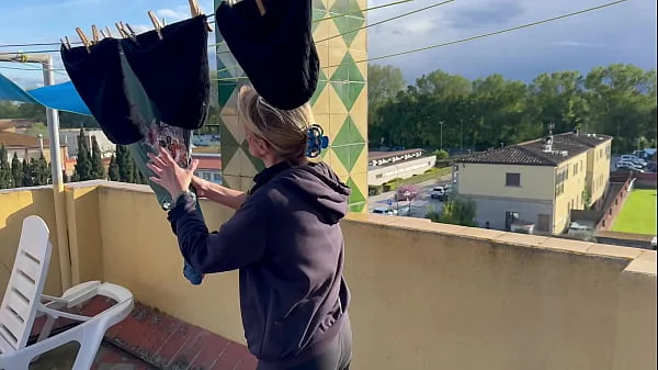 ACCIDENTAL HOMEMADE SEX WITH THE NEIGHBOUR - CUM IN MY MOUTH - BLOWJOB IN THE LAUNDRY ROOM videos