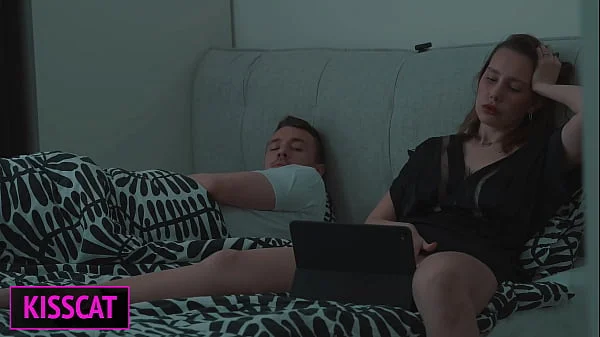 Step mom and Step son Watch Porn, Masturbate to Creampie Bliss in Share Bed Hotel Vacation videos