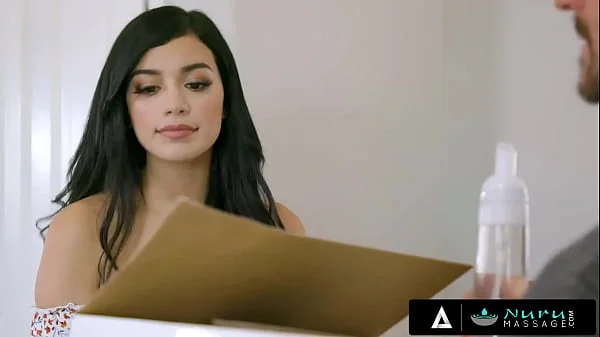 NURU MASSAGE - Cute 18yo Savannah Sixx Fucks With Her Stepdad During His First NURU videos