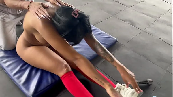My transgender trainer gets horny when she makes me do squats without clothes and starts touching my ass and tits - MAY HERNANDEZ videos