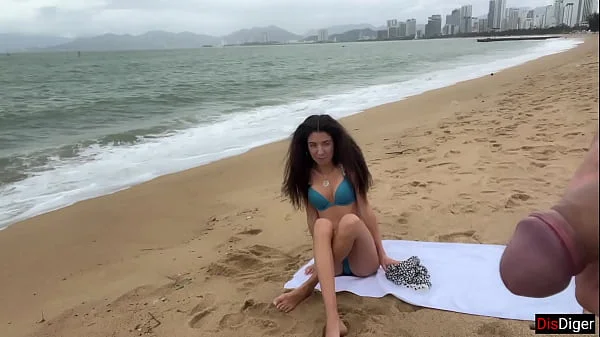 Babe Can I Cum On Your Tits? - Public Cock Flashing On The Beach videos