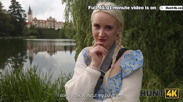 HUNT4K. Blonde babe was so sad so Hunter offered her fun and she loved to ride his big dick videos