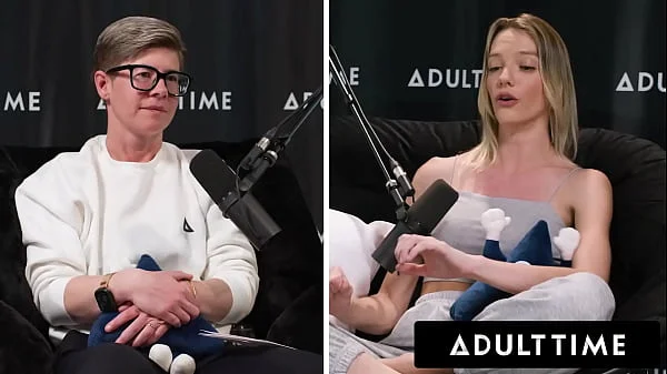 ADULT TIME - Busty Lesbians Octavia Red & Kenna James CAUGHT EATING PUSSY On Podcast Set! FULL SCENE videos