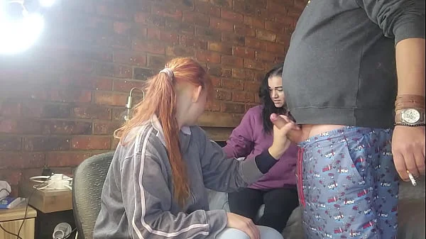 Two shy girls playing with my massive cock videos