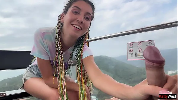 Public Dick Flashing - Girl Jerks My Cock And Swallows Cum On Ferris Wheel videos