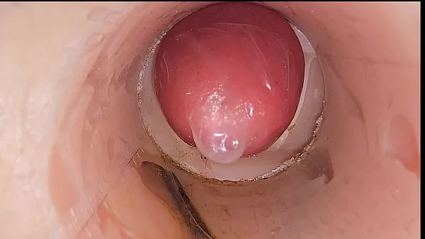 The camera in the deep pussy records a huge ejaculation of sperm into the condom videos